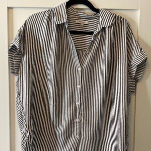 Madewell white/grey striped button-down